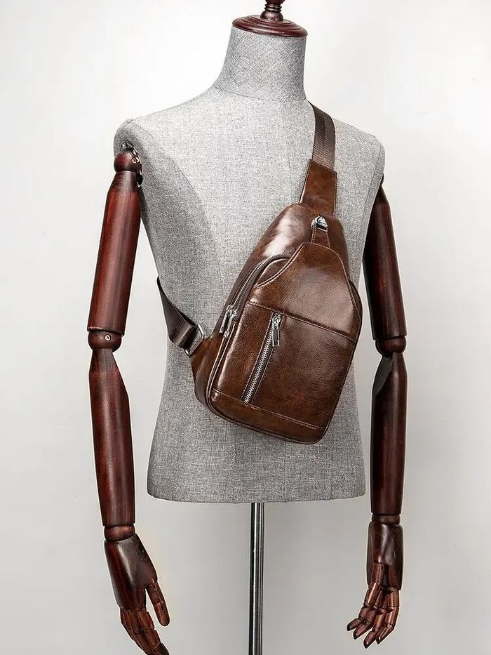 Мужская кожаная сумка-слинг Vintage 20340 купить недорого в Ты Купи