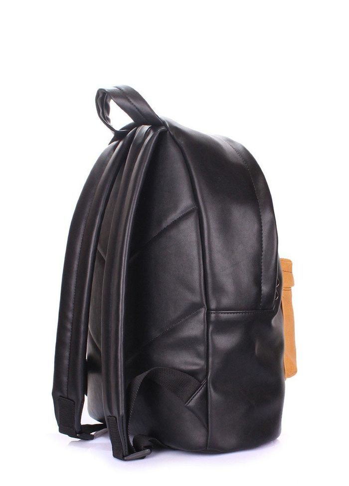 Женский рюкзак из кожзама Poolparty backpack-pu-black-orange купить недорого в Ты Купи