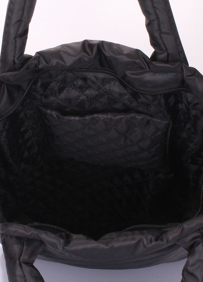 Дутая женская эко-сумка Poolparty черная купить недорого в Ты Купи