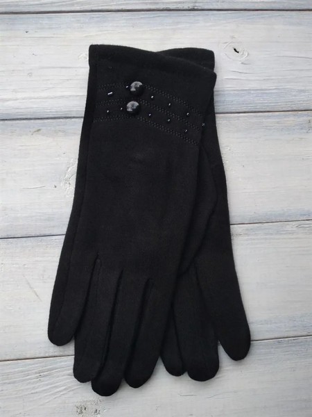 Жіночі розтяжні рукавички чорні 8719s3 l купити недорого в Ти Купи