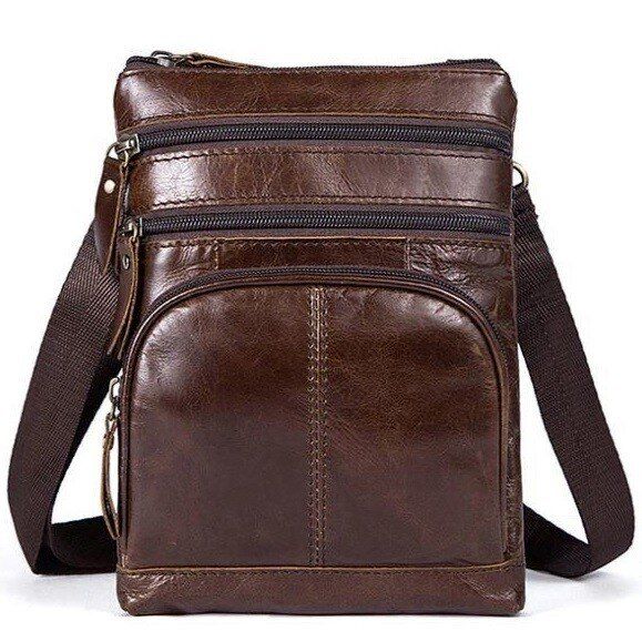 Чоловіча шкіряна сумка Vintage 14731 Темно-коричневий купити недорого в Ти Купи