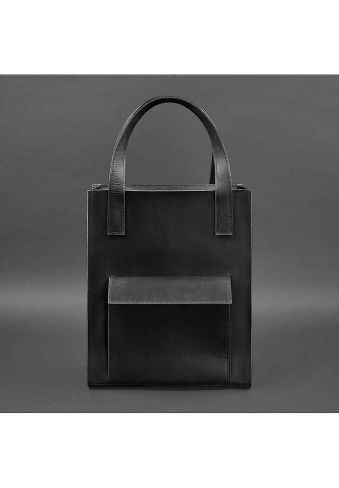 Жіноча шкіряна сумка шоппер Бетсі BlankNote з кишенею чорна BN-BAG-10-1-G-KR купити недорого в Ти Купи