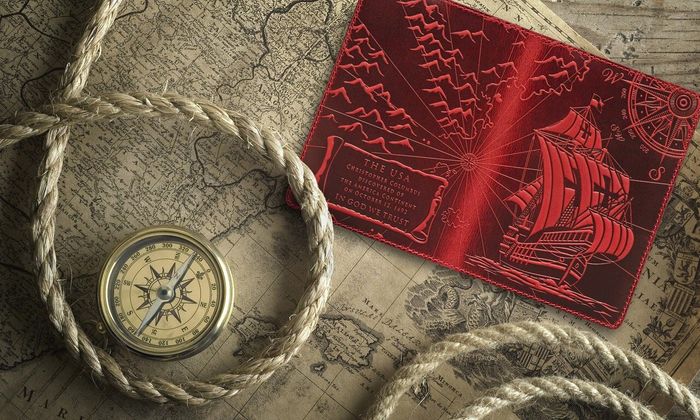Красная обложка для паспорта из кожи HiArt Discoveries Красный купить недорого в Ты Купи