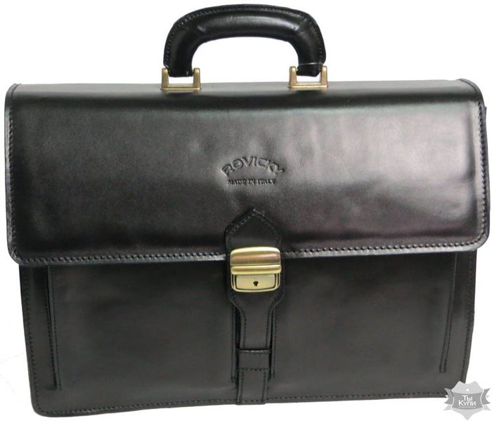 Мужской черный портфель из натуральной кожи Rovicky AWR-4 купить недорого в Ты Купи