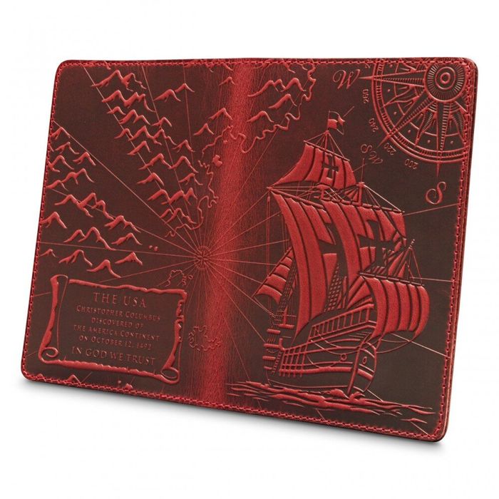 Червона обкладинка для паспорта зі шкіри HiArt Discoveries Червоний купити недорого в Ти Купи