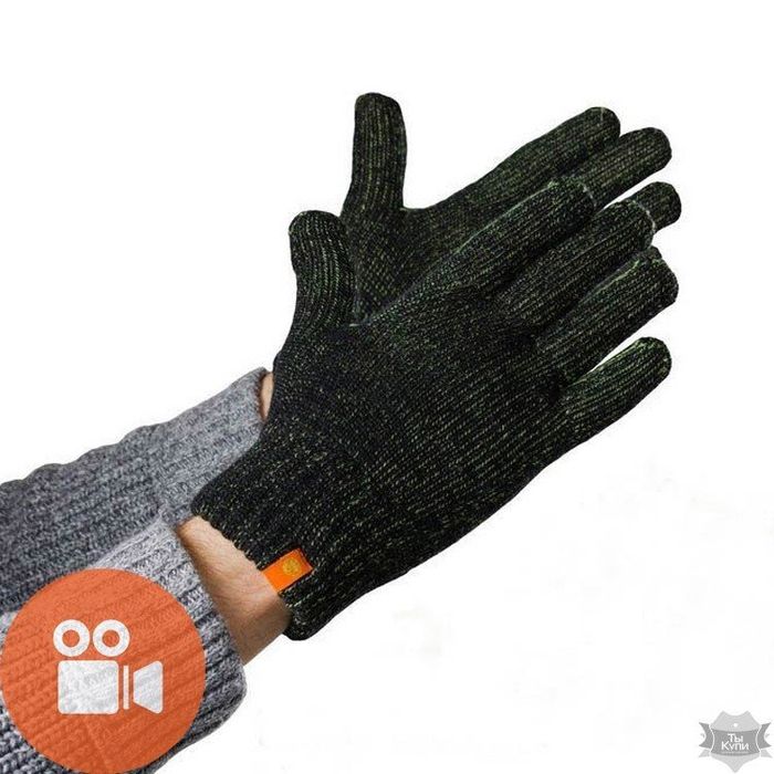 S - Зимние теплые бамбуковые перчатки BAMBOO ANTI FROZEN черно-зеленые купити недорого в Ти Купи