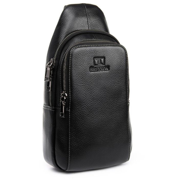 Рюкзак из натуральной кожи на одно плечо BRETTON BE 2002-3 black купить недорого в Ты Купи
