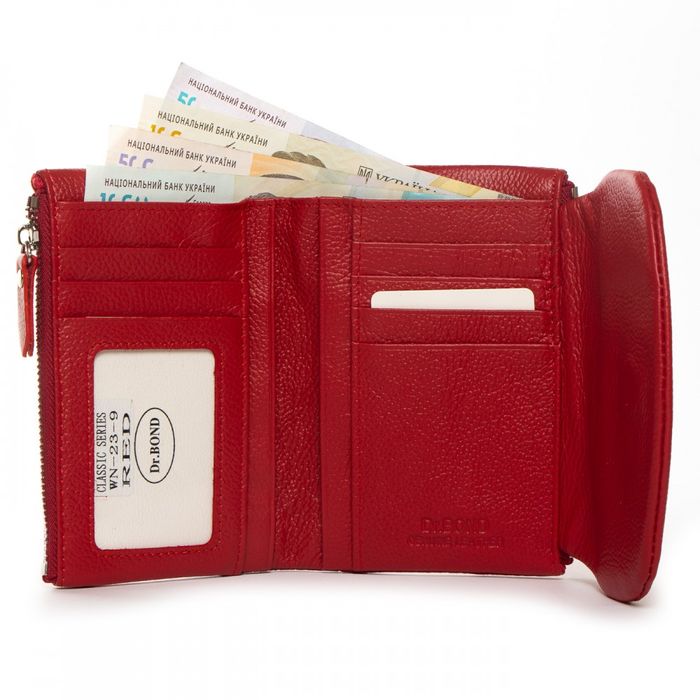 Шкіряний жіночий гаманець Classik DR. BOND WN-23-9 red купити недорого в Ти Купи