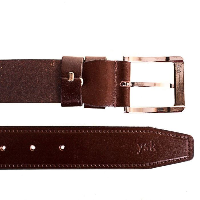 Мужской кожаный коричневый ремень Y.S.K SHI2028-10 125 см. купить недорого в Ты Купи