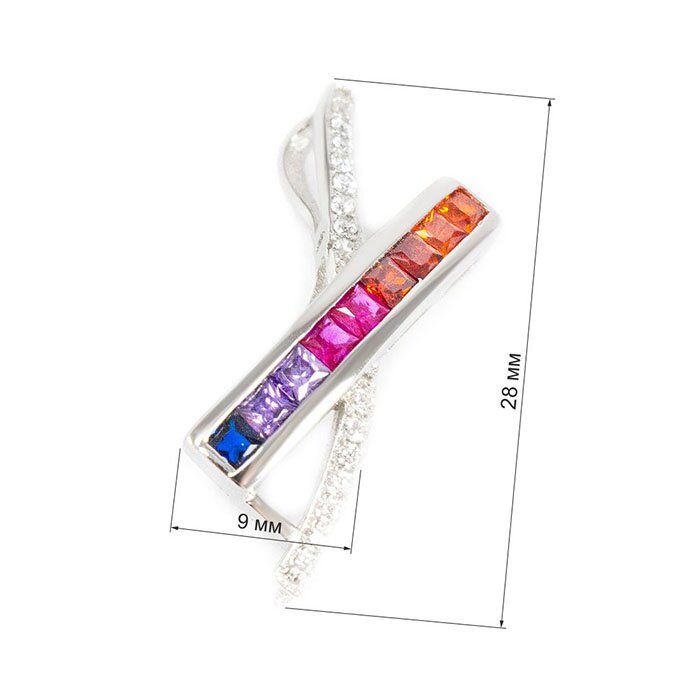 Серебряный кулон с фианитами Разноцветный (PD007SV) купить недорого в Ты Купи