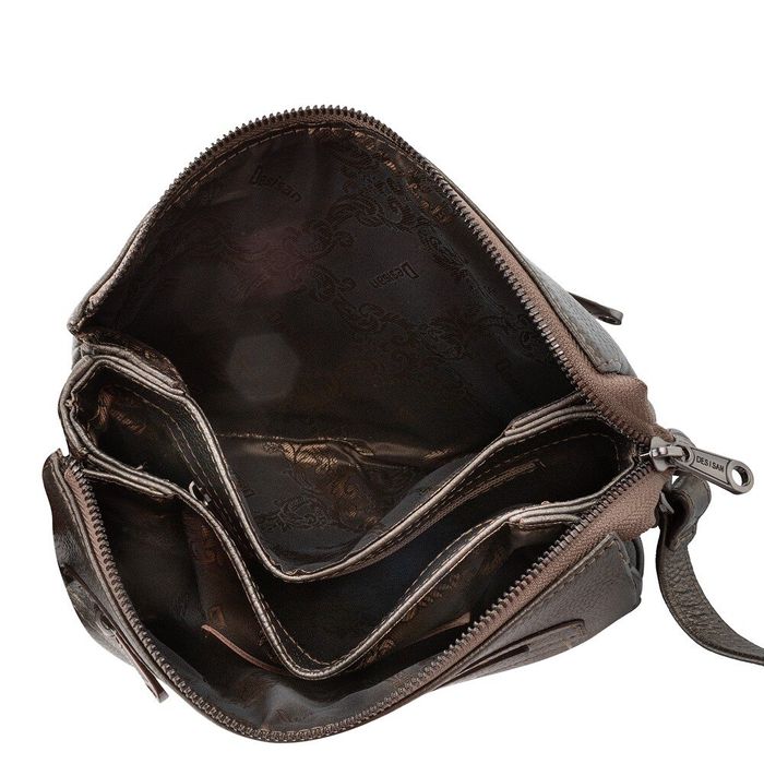 Кожаная сумка серебристого цвета DESISAN (SHI3014-694) купить недорого в Ты Купи