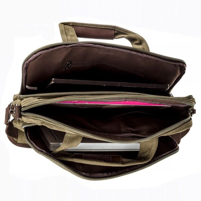 Мужская текстильная сумка цвета милитари для ноутбука Vintage 20180 купить недорого в Ты Купи