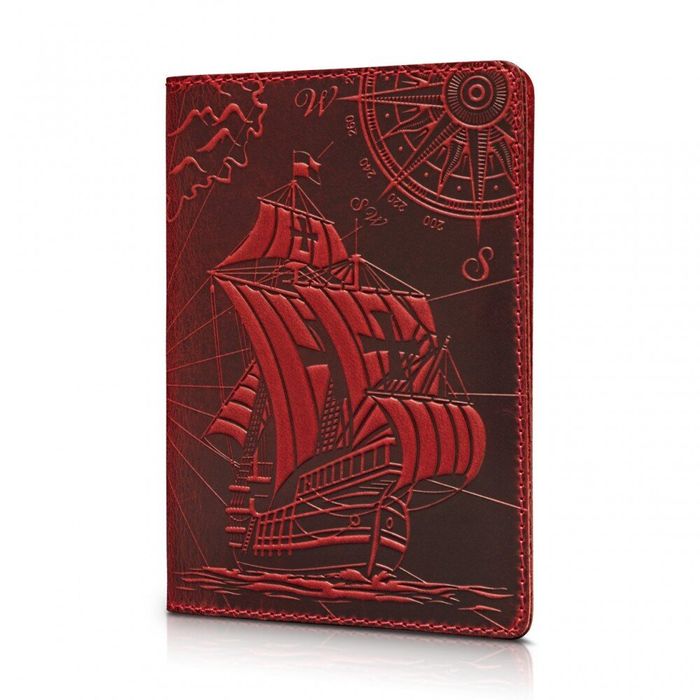 Красная обложка для паспорта из кожи HiArt Discoveries Красный купить недорого в Ты Купи