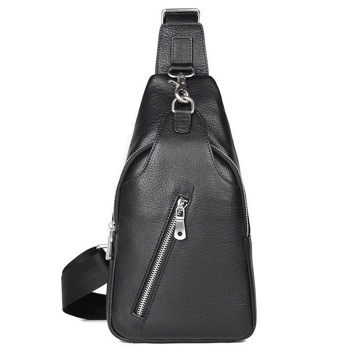 Чоловіча шкіряна сумка слінг Vintage 14973 Чорний купити недорого в Ти Купи