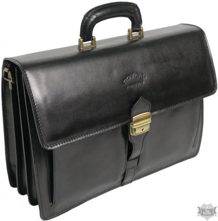 Чоловічий чорний портфель з натуральної шкіри Rovicky AWR-4 купити недорого в Ти Купи