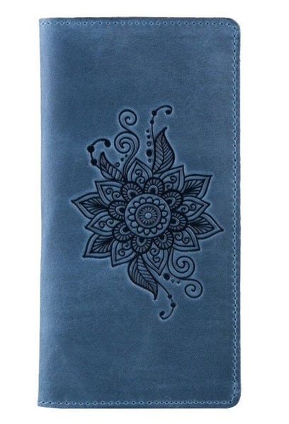 Шкіряний гаманець Hi Art WP-02 Shabby Lagoon Mehendi Classic Синій купити недорого в Ти Купи