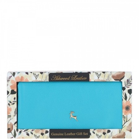 Жіночий шкіряний гаманець Ashwood J56 Блакитний атол із захистом RFID купити недорого в Ти Купи