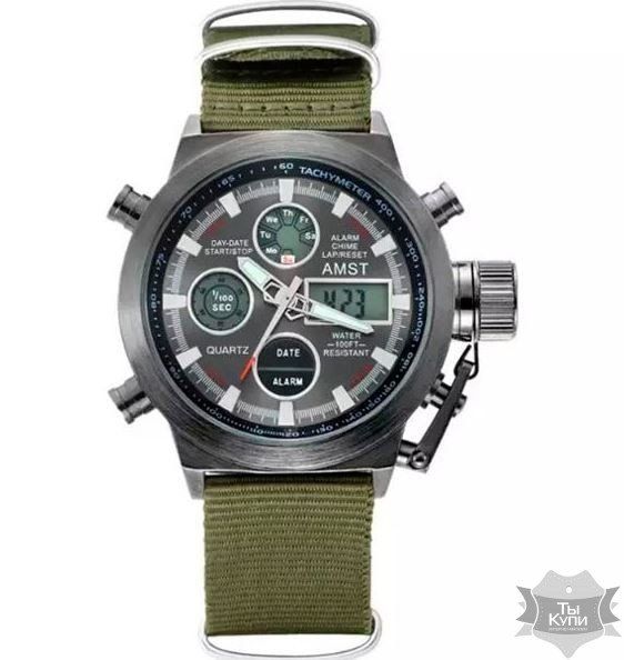 Чоловічий наручний спортивний годинник AMST Mountain Green (+1277) купити недорого в Ти Купи