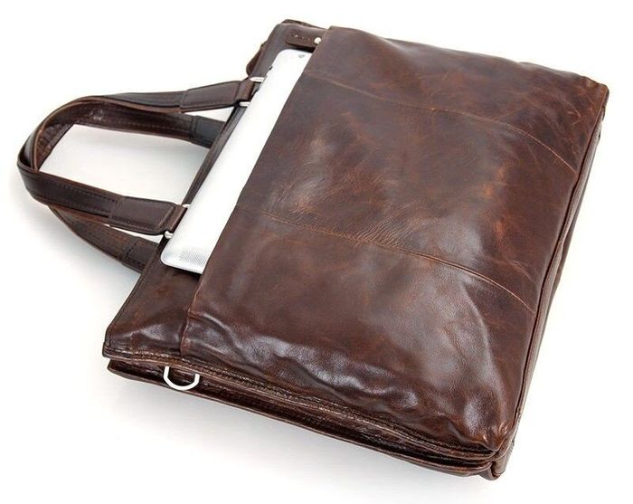 Чоловіча шкіряна сумка Vintage 14399 Темно-коричневий купити недорого в Ти Купи