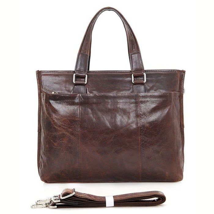 Чоловіча шкіряна сумка Vintage 14399 Темно-коричневий купити недорого в Ти Купи