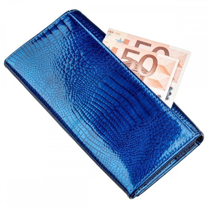 Женский синий кошелёк из натуральной лаковой кожи ST Leather 18901 Синий купить недорого в Ты Купи