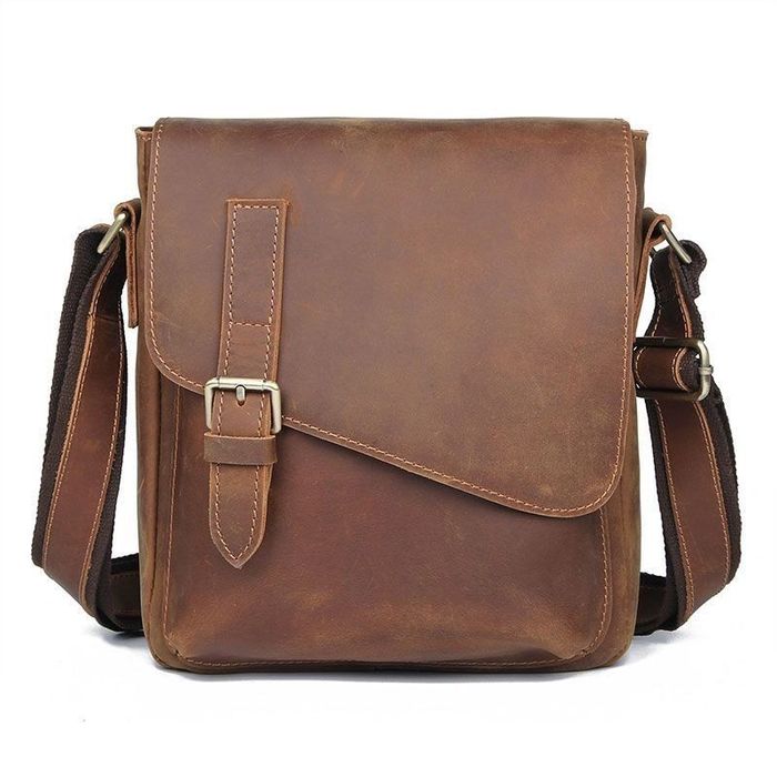 Мужская кожаная коричневая сумка Vintage 20206 купить недорого в Ты Купи