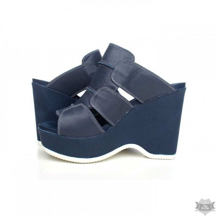 Синие кожаные босоножки Villomi 8002-18 купить недорого в Ты Купи