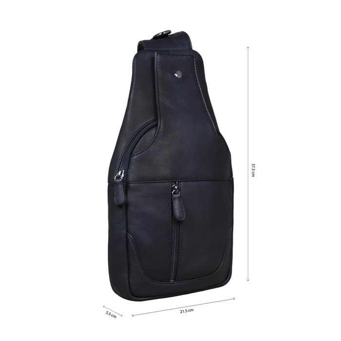Мужской кожаный черный слинг на плечо Tavinchi R-6101A купить недорого в Ты Купи