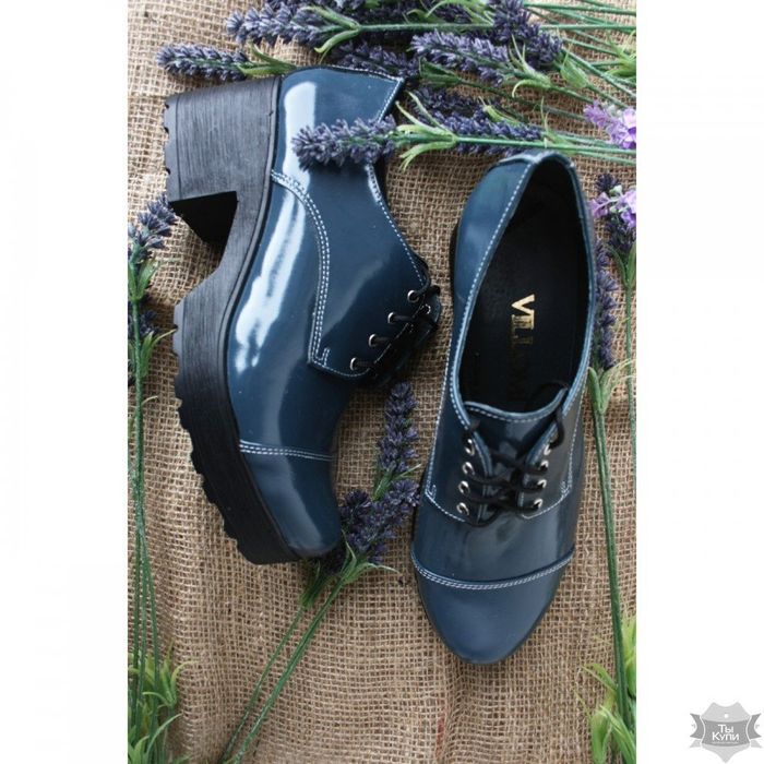 Синие лаковые демисезонные туфли Villomi 4020-01s купить недорого в Ты Купи