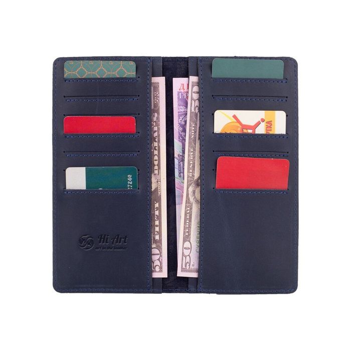 Кожаный бумажник Hi Art Original WP-02-S19-4013-000 Синий купить недорого в Ты Купи