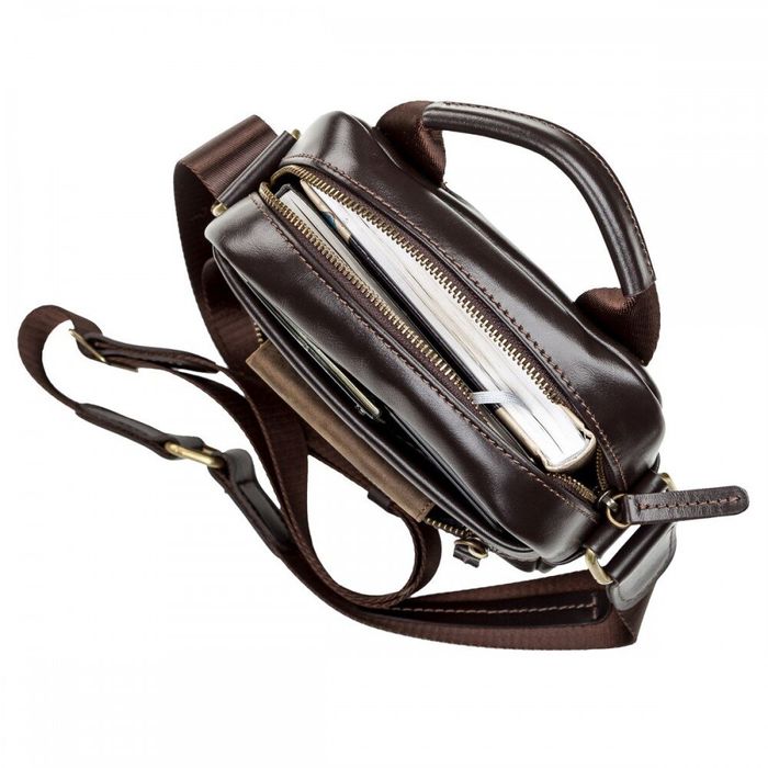 Чоловіча шкіряна сумка SHVIGEL 11089 Темно-коричневий купити недорого в Ти Купи
