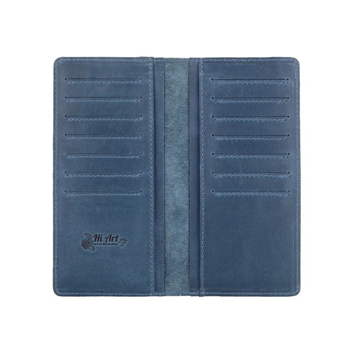 Кожаный бумажник Hi Art WP-02 Shabby Lagoon Mehendi Classic Синий купить недорого в Ты Купи