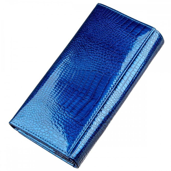 Женский синий кошелёк из натуральной лаковой кожи ST Leather 18901 Синий купить недорого в Ты Купи