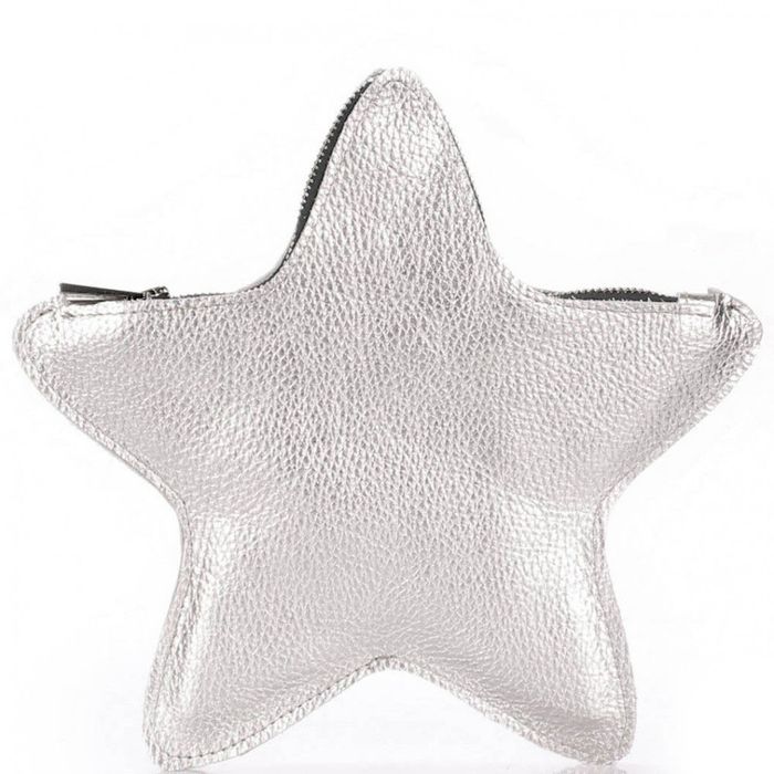 Жіночий шкіряний клатч-косметичка Poolparty star-silver купити недорого в Ти Купи