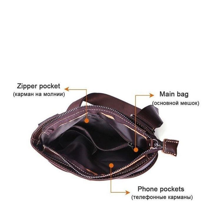 Чоловіча шкіряна сумка Vintage 14730 Темно-коричневий купити недорого в Ти Купи