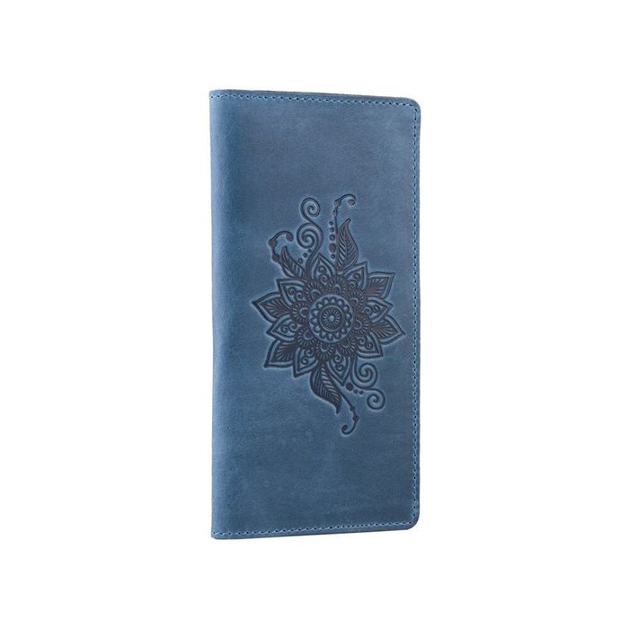 Кожаный бумажник Hi Art WP-02 Shabby Lagoon Mehendi Classic Синий купить недорого в Ты Купи
