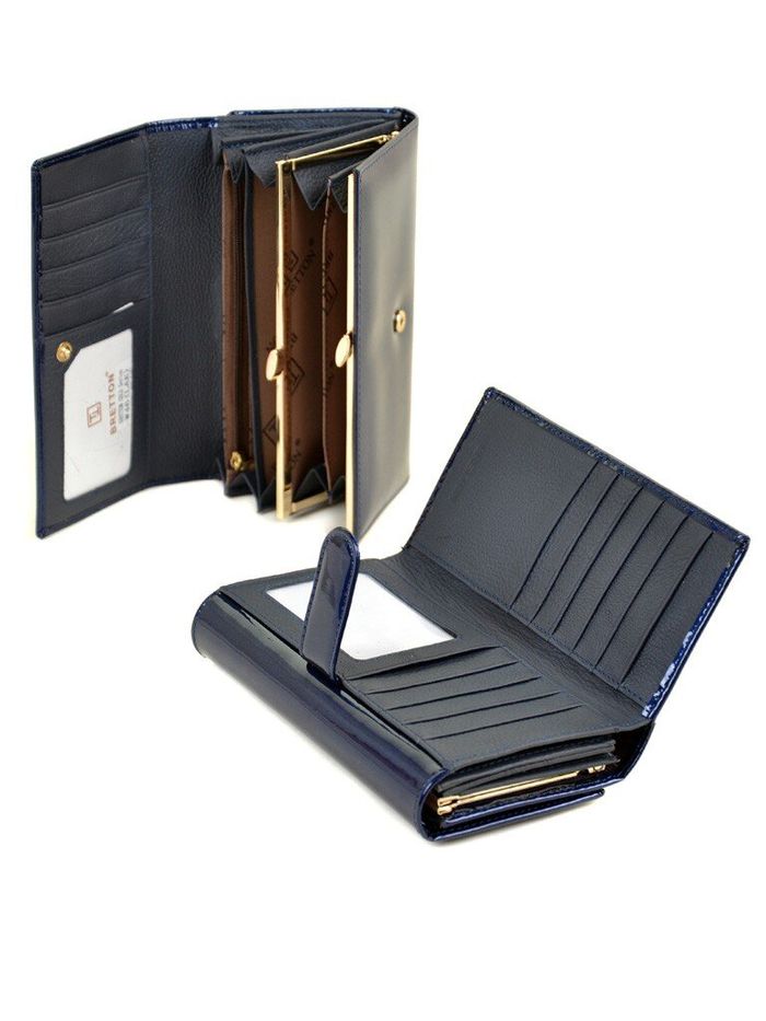 Женский кошелек из натуральной кожи GOLD BRETTON W46 dark-blue купить недорого в Ты Купи