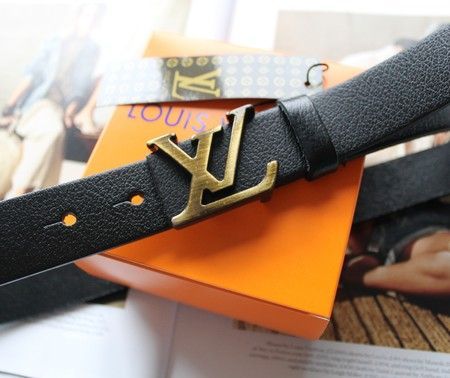 Кожаный женский ремень LV ширина 3 см пряжка бронза черный lv__11 купить недорого в Ты Купи