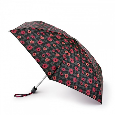 Міні парасолька жіноча механічна Fulton L501-038741 Tiny-2 Houndstooth Poppy (Маки) купити недорого в Ти Купи