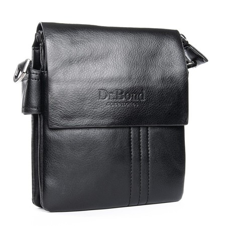 Чоловіча сумка через плече зі шкірозамінника DR. BOND GL 305-0 black купити недорого в Ти Купи