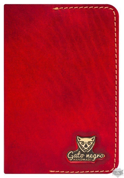 Обложка для паспорта ручной работы Gato Negro Alfa красная купить недорого в Ты Купи