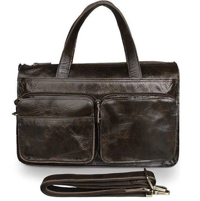 Чоловіча шкіряна сумка Vintage 14526 Темно-коричневий купити недорого в Ти Купи