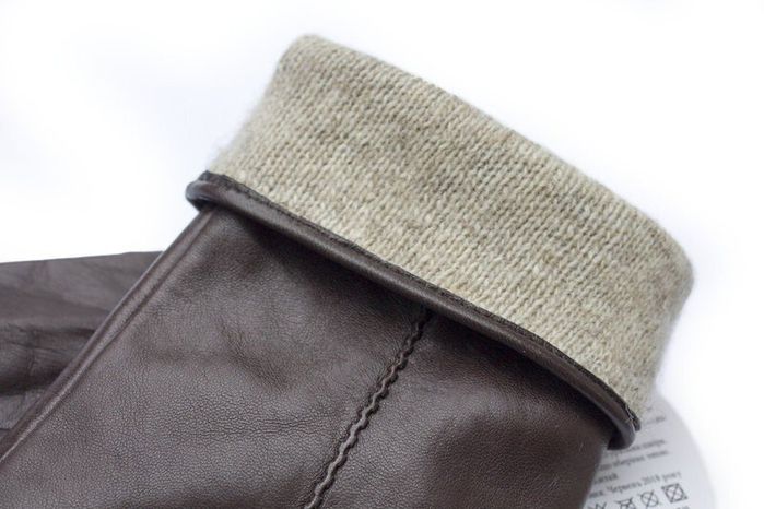 Темно-коричневые кожаные женские перчатки Shust Gloves L купить недорого в Ты Купи
