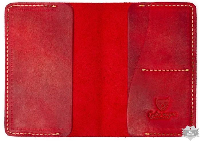 Обкладинка для паспорта ручної роботи Gato Negro Alfa червона купити недорого в Ти Купи