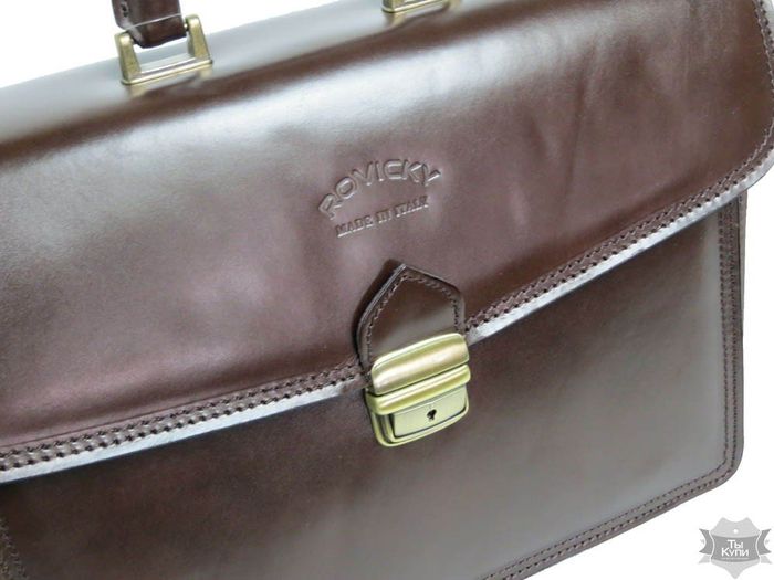 Чоловічий коричневий портфель з натуральної шкіри Rovicky AWR-3-2 купити недорого в Ти Купи