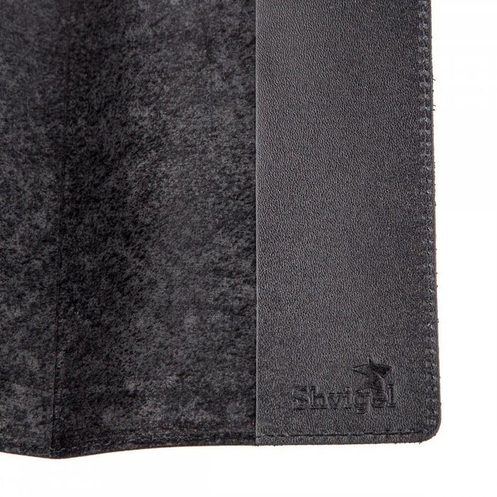 Чёрная обложка для паспорта из натуральной кожи Shvigel 13973 купить недорого в Ты Купи