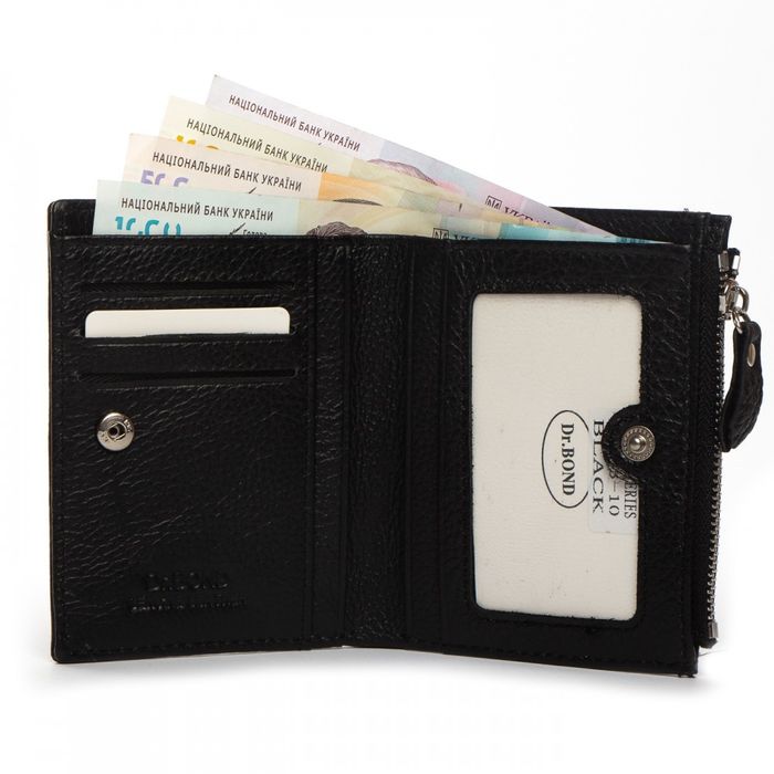 Шкіряний жіночий гаманець Classik DR. BOND WN-23-10 black купити недорого в Ти Купи