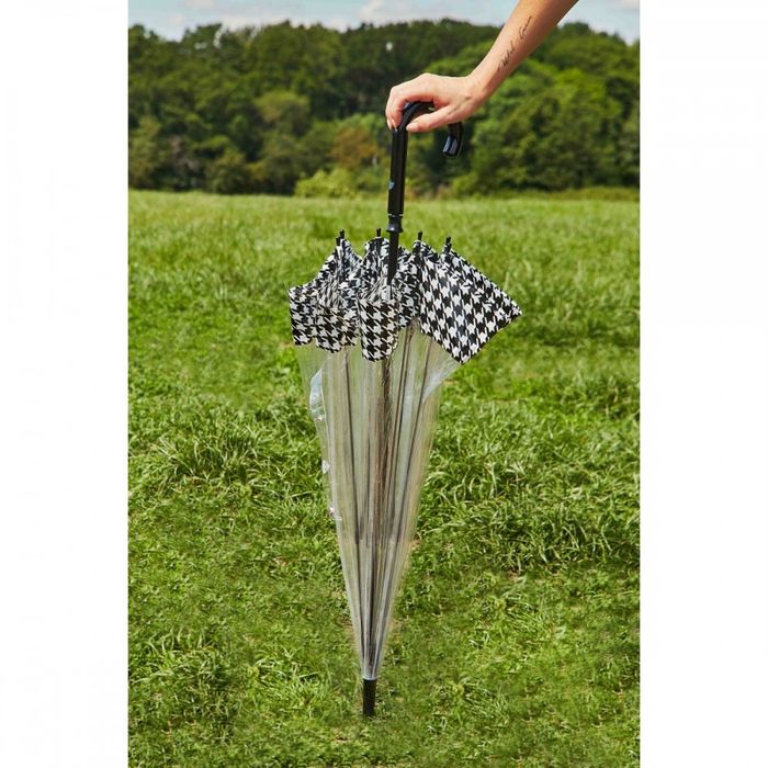Зонт-трость женский механический Fulton L042 Birdcage-2 Houndstooth Borde (Гусиная лапка) купить недорого в Ты Купи