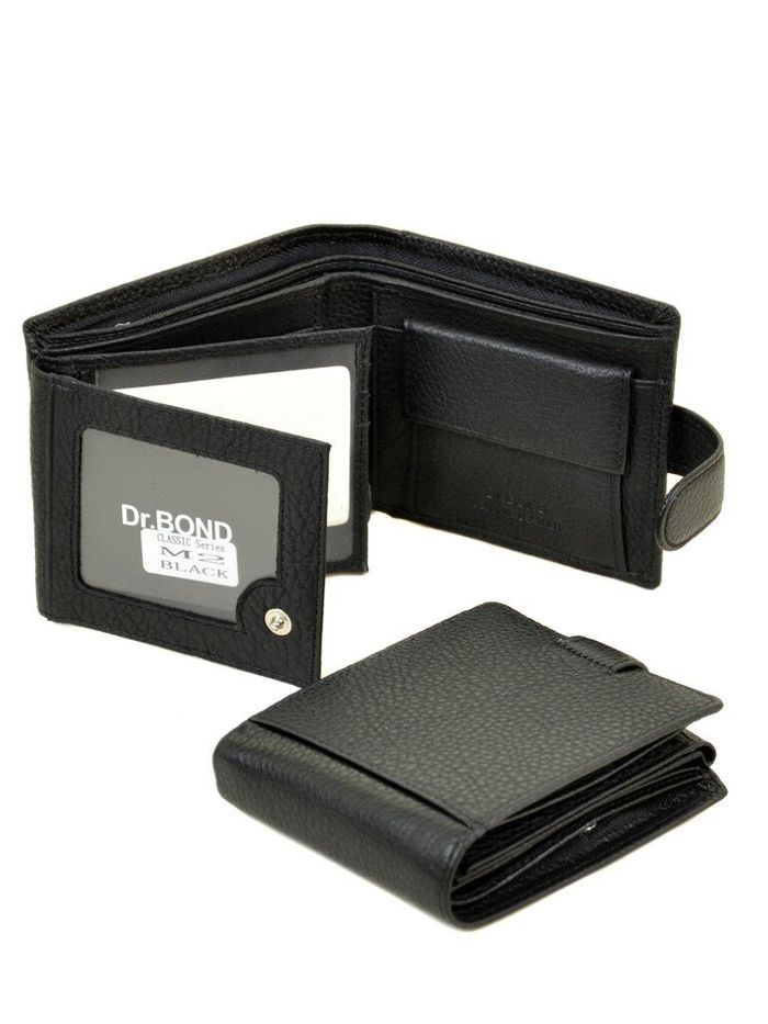 Шкіряний чоловічий гаманець Classic DR. BOND RFID M2-1 black купити недорого в Ти Купи