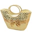 Женская золотистая сумка-корзина из текстиля Podium PC7167-1 natural gold